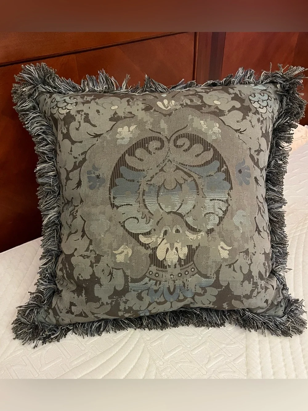 Arhaus Artisan Woven Jacquard Damask & Geometric 2-Side Down 20” Throw Pillow